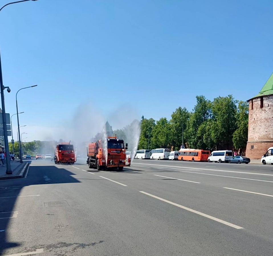 Полив дорог и растений усилили в Нижнем Новгороде из-за жары - фото 1