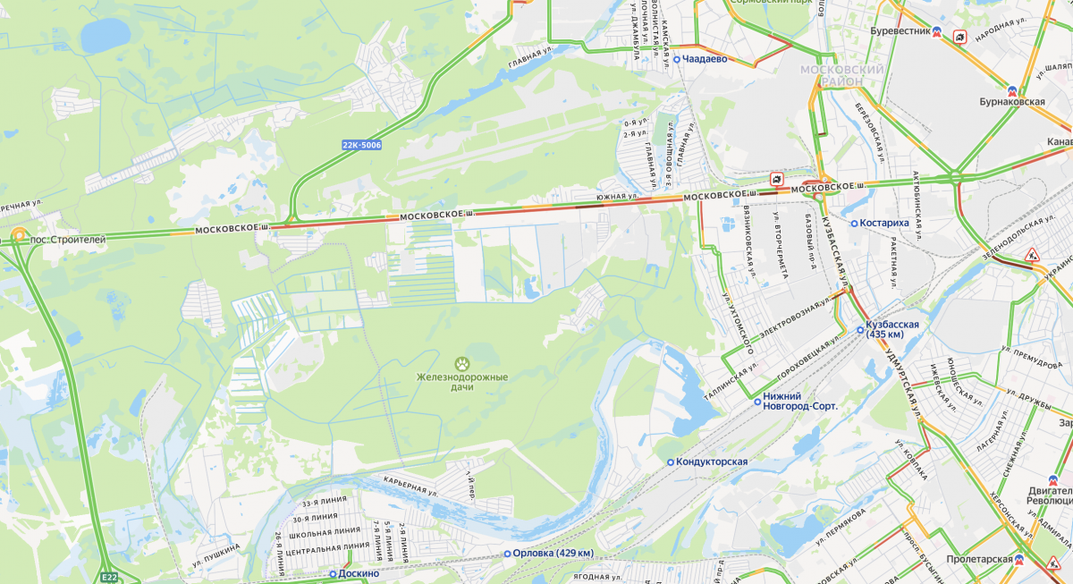 Пробка длиной в 9 км образовалась на Московском шоссе в Нижнем Новгороде - фото 1