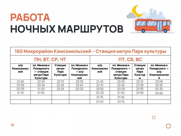 Стал известен график ночных автобусов в Нижнем Новгороде - фото 1